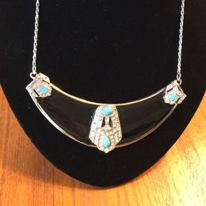 Statement Necklace | Silver & Faux Turquoise